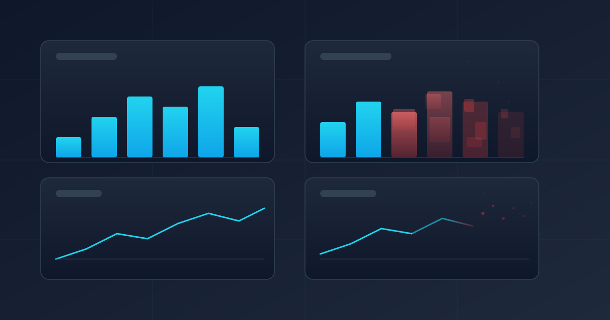 A dashboard displaying analytics charts that are dissolving into static